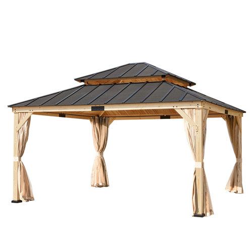 EROMMY 15 Ft. W x 13.5 Ft. D Solid Wood Patio Gazebo Wayfair